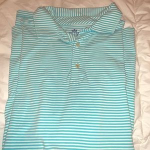 Peter Millar blue and white stripe polo